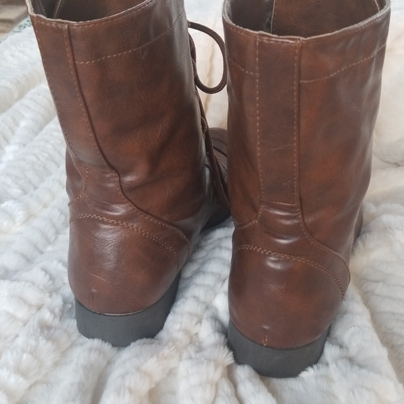 ❌S O L D❌ Brown Combat Faux Leather Boots - Picture 5 of 8